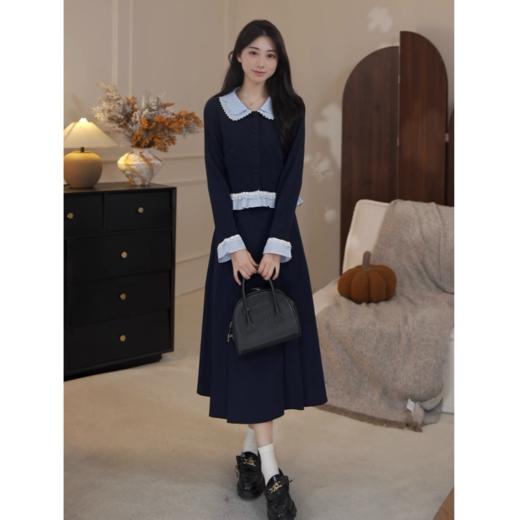 【65折秒杀】鹿向南「月河星沙」秋季新款高腰蓝色半身裙DYL662075 商品图0