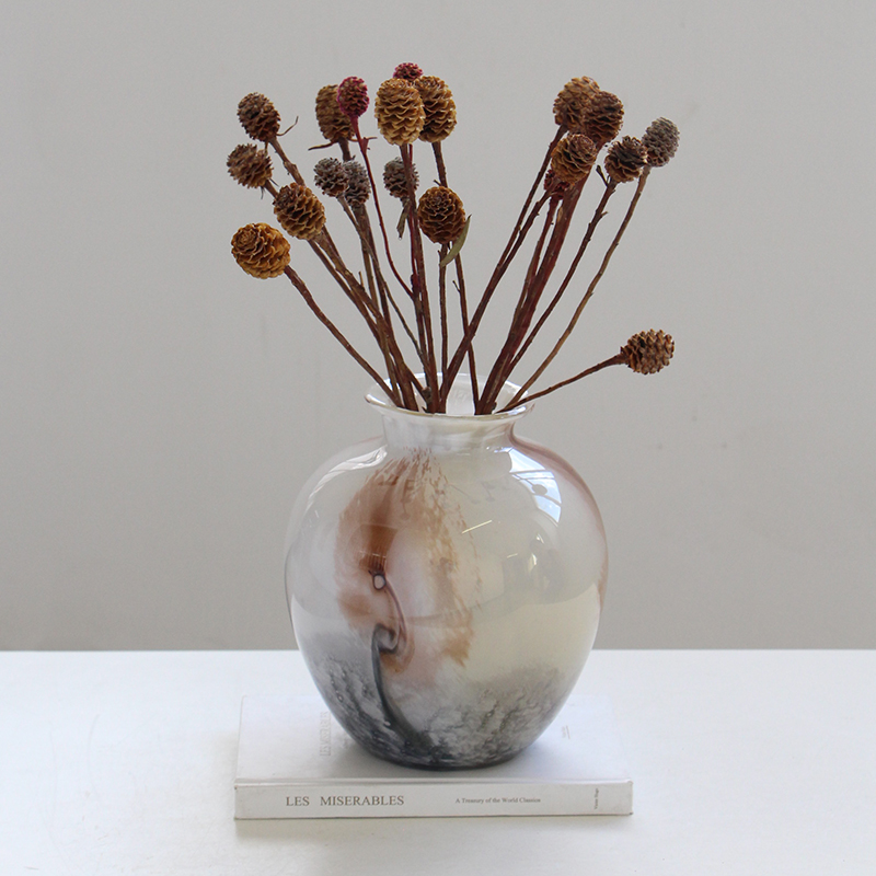 轻奢玻璃花瓶摆大肚收口渲染渐变水养插花装饰花器酒店样板间摆设