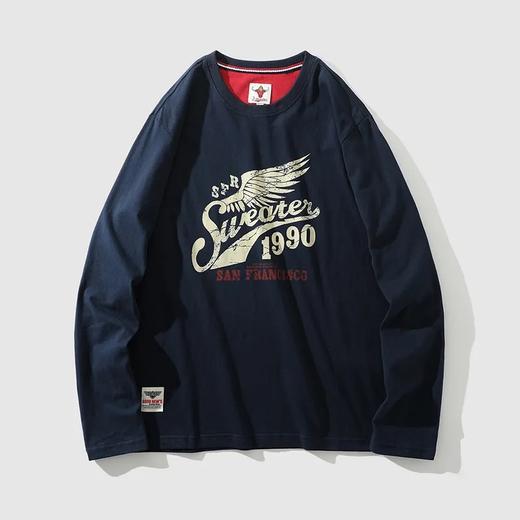 纯棉220克重工水洗磨毛圆领打底衫 男女都可穿！ 商品图1