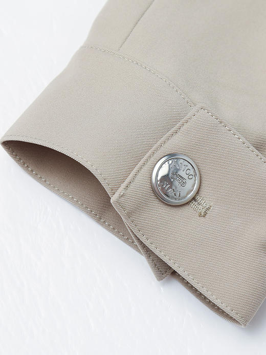 简约立领抽绳束口 卡其色休闲短款风衣外套 商品图3