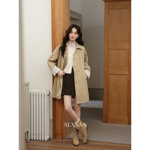 【6折秒杀】鹿向南「秋日入场券」卡其色中长款风衣女秋季新款洋气英伦风外套L57531 商品图2