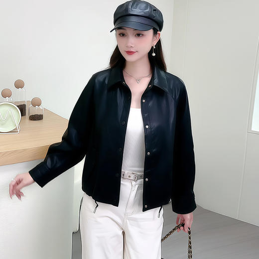 中青年女装皮衣夹克2025秋季新款中年妈妈软pu韩版休闲外套短款潮 商品图0