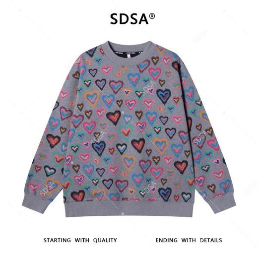 WY1074SDSA男士秋冬新款痞帅男装彩色爱心印花圆领卫衣百搭舒适套头上衣 商品图1