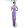 【丹凤朝阳】紫色斜开叉长款年轻款演出旗袍YD90 商品缩略图4