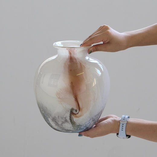 轻奢玻璃花瓶摆大肚收口渲染渐变水养插花装饰花器酒店样板间摆设 商品图2