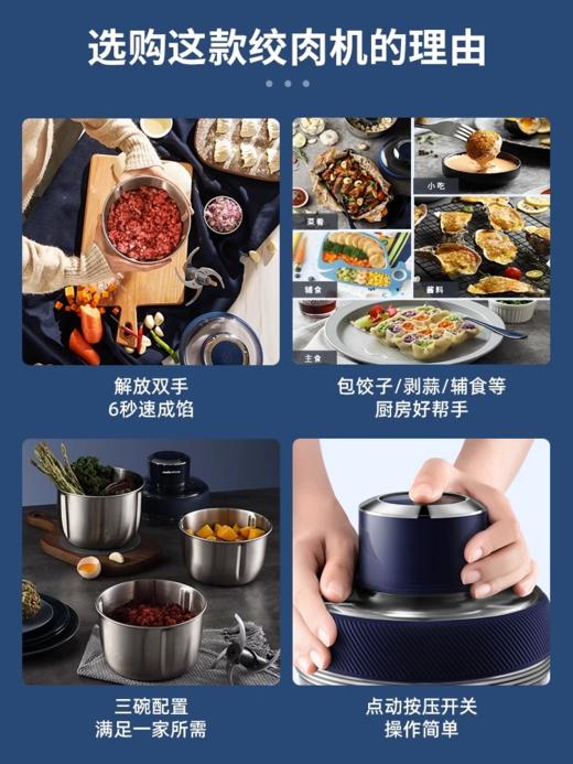 摩飞食物处理机绞肉机家用电动小型多功能魔飞辅食搅拌料理机不锈钢碎肉馅机 MR9401A 商品图2