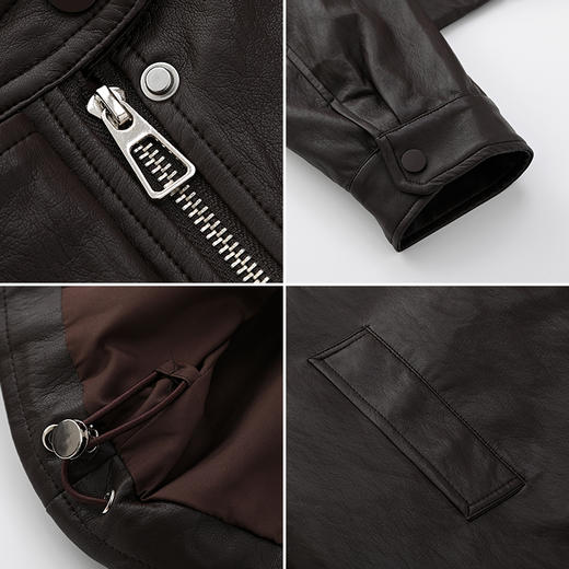 女装圆领下摆抽绳皮衣J5232001 商品图2