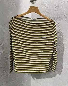 女款条纹logo长袖T恤017