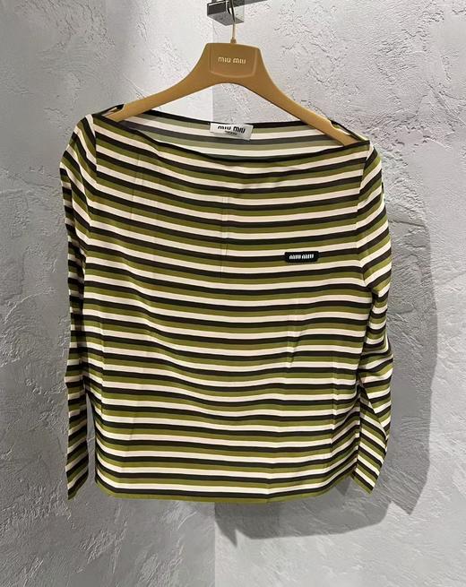 女款条纹logo长袖T恤017 商品图0