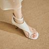 QMBC1F1212-1213H#709A2025夏季新款简约复古高跟平底方头凉鞋女金属夹趾套趾沙滩罗马鞋 商品缩略图2