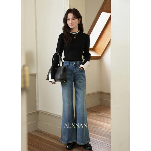 鹿向南「可可罗曼史」设计感撞色针织衫长袖显瘦打底衫上衣女初秋 商品图2