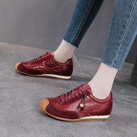 YR2767真皮阿甘鞋女头层牛皮新款德训鞋单鞋复古休闲女鞋平底百搭运动鞋