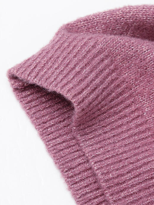 温柔气质款圆领宽松显瘦玫紫色毛衣女 慵懒风针织上衣 商品图4