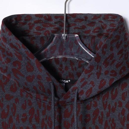 WY1080SDSA男士秋冬新款痞帅男装撞色豹纹印花抽绳连帽卫衣宽松简约上衣 商品图2