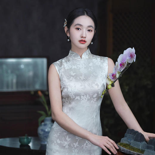 改良白色旗袍，新中式新娘订婚敬酒晚礼服裙连衣裙7729 商品图3