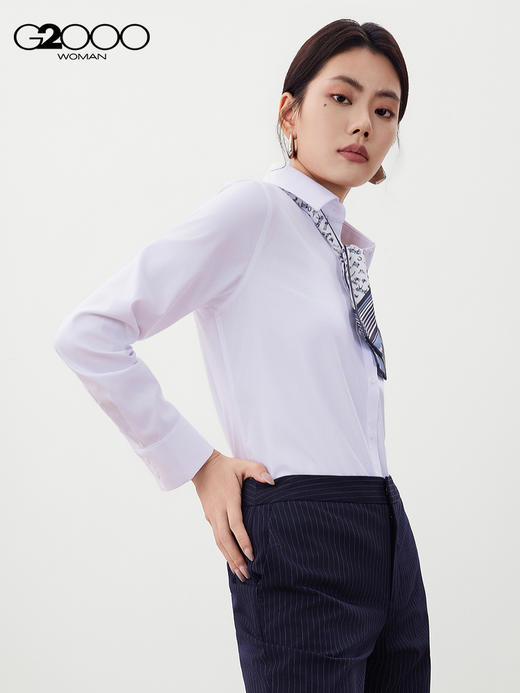 G2000【配送丝巾/莫代尔舒适弹/商场新款】女装FW25通勤长袖衬衫56221063 商品图1