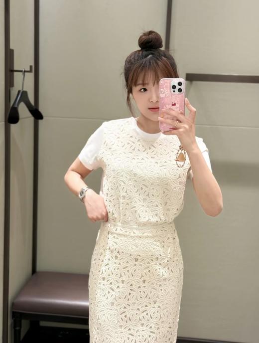 TY29-Moncler盟可睐 SS25 纯色简约花卉编结图案休闲长裙 女款 白色（QQ） 商品图2