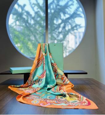 喜得宝文创丝巾《乐见·丝路》杭州丝绸100%桑蚕丝素绉缎 商品图6