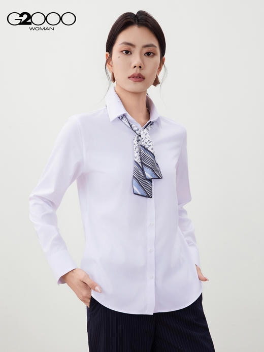 G2000【配送丝巾/莫代尔舒适弹/商场新款】女装FW25通勤长袖衬衫56221063 商品图0