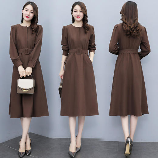 收腰显瘦，偏厚磨毛斜纹呢气质连衣裙HR-SLYY2A22 商品图1