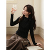 鹿向南「罗曼浮光」高级感黑色长袖T恤女早秋新款显瘦简约上衣L57505 商品缩略图4