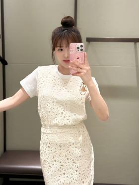 TY29-Moncler盟可睐 SS25 纯色简约花卉编结图案休闲长裙 女款 白色（QQ）