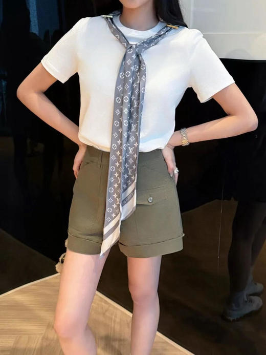 TY23-LOUIS VUITTON  带围巾字母棉质平纹针织 T恤 女款 合身 多色（QQ） 商品图2