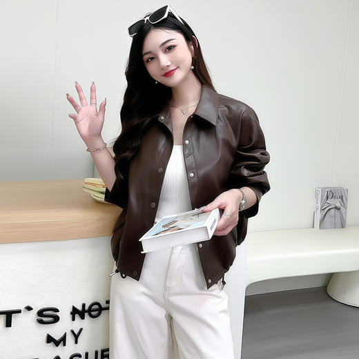 中青年女装皮衣夹克2025秋季新款中年妈妈软pu韩版休闲外套短款潮 商品图2
