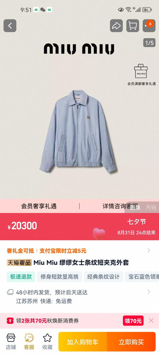 MM 25秋季新款条纹拉链夹克外套 Z-15595 商品图5