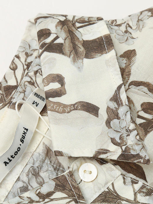 复古文艺风印花衬衫女 宽松显瘦翻领长袖上衣 商品图2