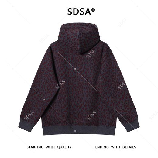 WY1080SDSA男士秋冬新款痞帅男装撞色豹纹印花抽绳连帽卫衣宽松简约上衣 商品图5