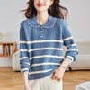 娃娃领毛衣洋气减龄小个子针织上衣，漂亮时髦条纹打底衫内搭CC-16-9610 商品缩略图0