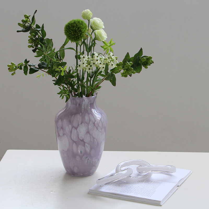 北欧风瓷粉紫色敞口花瓶鲜花餐桌电视柜简约创意手工软装装饰花瓶