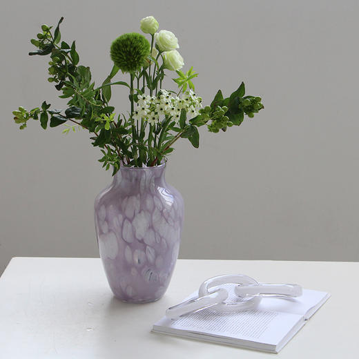 北欧风瓷粉紫色敞口花瓶鲜花餐桌电视柜简约创意手工软装装饰花瓶 商品图0