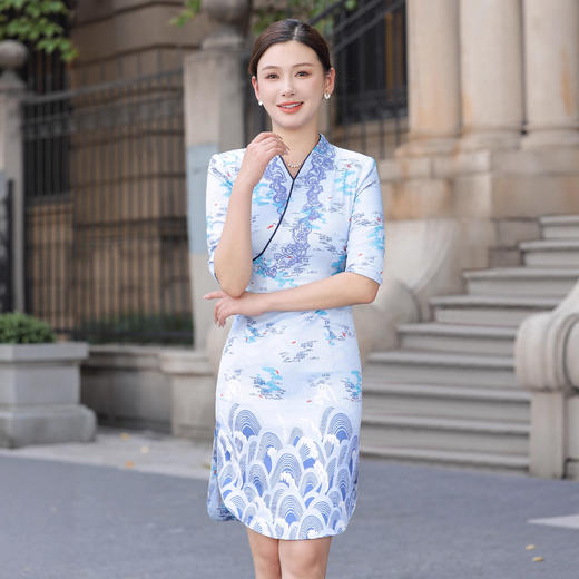 海航空姐制服职业装连衣裙女秋季空乘迎宾礼仪接待旗袍前台工作服 商品图3