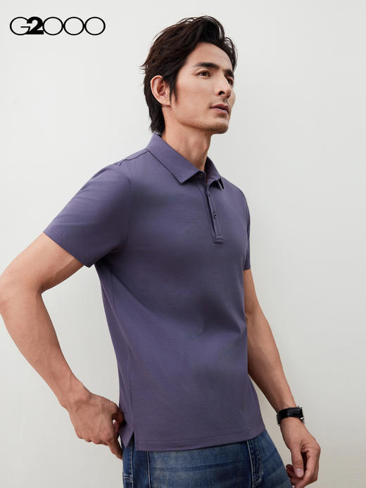 G2000【凉感/全棉/商场新款】男FW25亲肤丝光.棉百搭针织短袖POLO56140202 商品图2