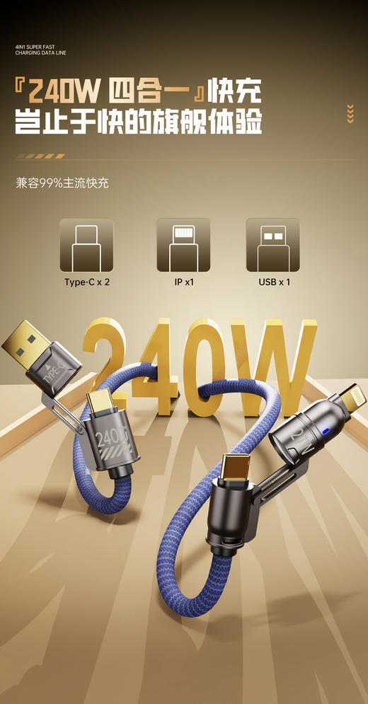 【四合一超级快充数据线】暑假出游必备❗一根抵四根四种接口随意切换安卓/苹果📲  ✅超强快充，全力兼容，无所不充-ZTDJ 商品图3