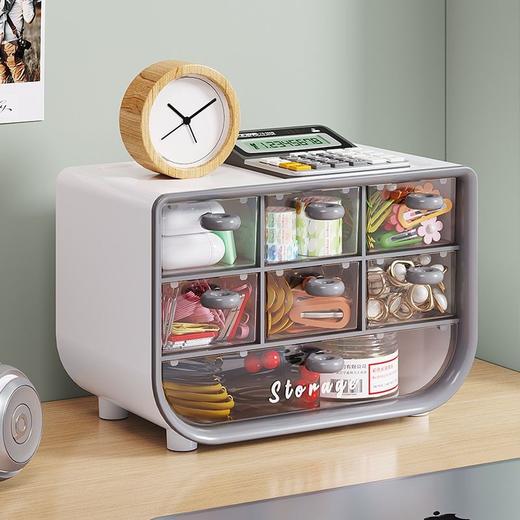 桌面7格抽屉收纳盒多功能桌面整理盒杂物首饰透明盒学生文具笔筒 商品图3