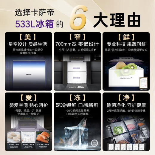 卡萨帝（Casarte）冰箱 BCD-533WGCFDM4WKU1 商品图2