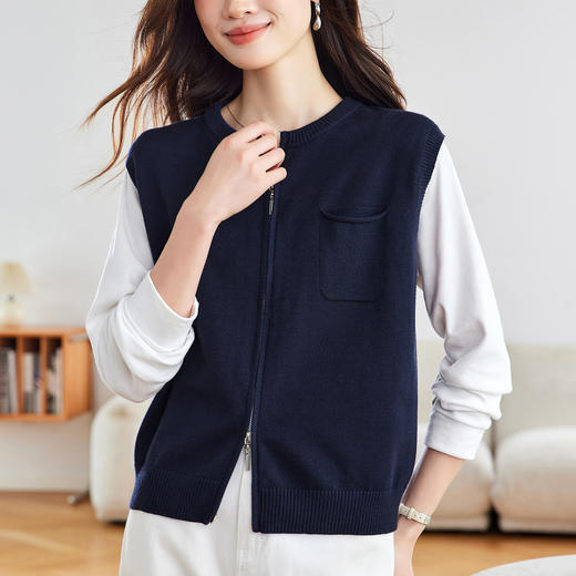 拼接洋气减龄上衣，时尚针织港风毛衣开衫CC-22-2696 商品图1