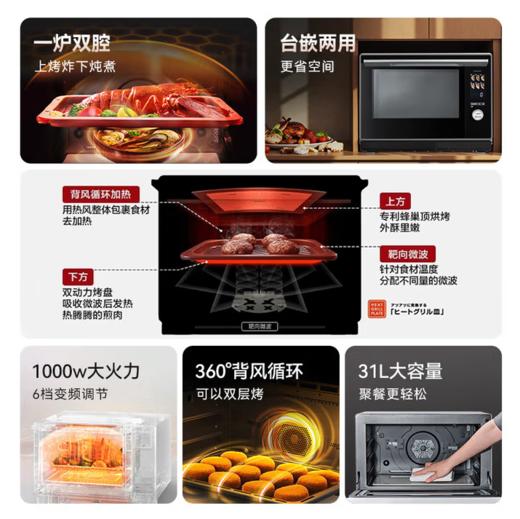 【云粉节】10楼 松下微蒸烤炸一体机万食炉上烤下煮31L大容量家用变频微波炉烤箱【AI热力导航+双动力烘烤】NN-CS308R  吊牌价7999元   活动价7499元 商品图2