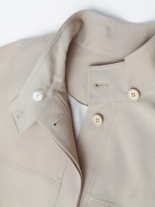 简约立领抽绳束口 卡其色休闲短款风衣外套 商品图2