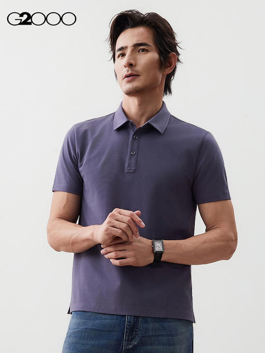 G2000【凉感/全棉/商场新款】男FW25亲肤丝光.棉百搭针织短袖POLO56140202 商品图1