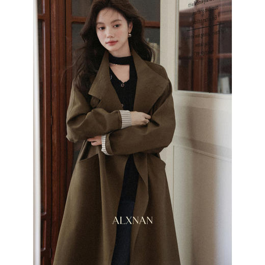 鹿向南「日落大道」时尚复古长款风衣女秋季新款小众咖色宽松外套 商品图4