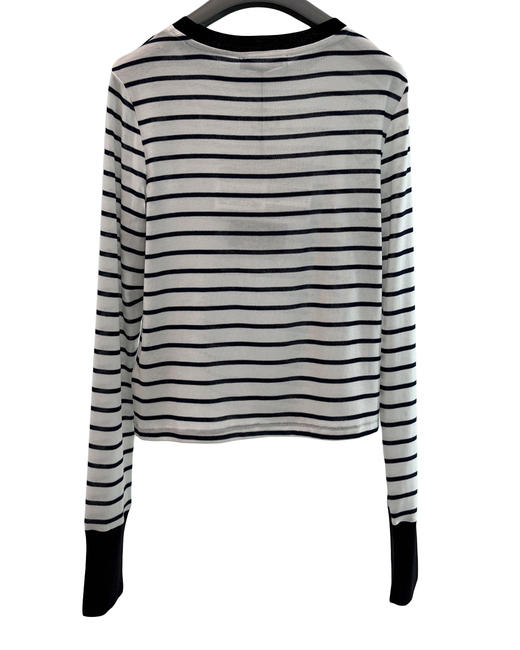 女款丝质羊毛条纹打底衫长袖T恤020 商品图1