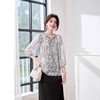印花系带桑蚕丝短袖衬衫，简约大气时尚上衣套头小衫HR-ASEJP3667 商品缩略图3