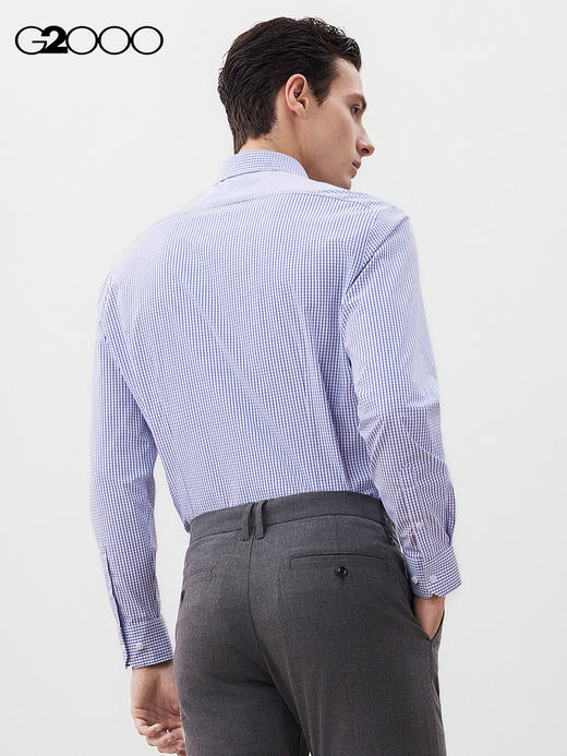 G2000【免烫/莫代尔弹性/商场新款】男装FW25通勤格纹长袖衬衫56123542 商品图1