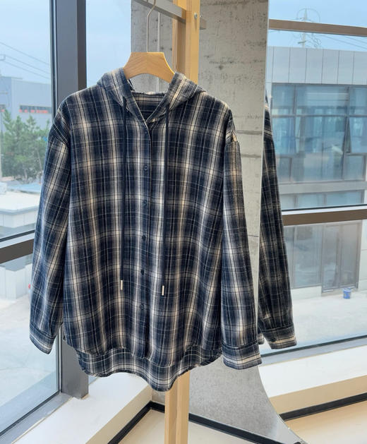 韩国订单格子纹带帽衬衫衬衣08262 商品图7