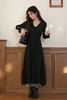 鹿向南「馥郁晚香」设计感长袖黑色连衣裙女秋季新款法式长款裙子 商品缩略图5