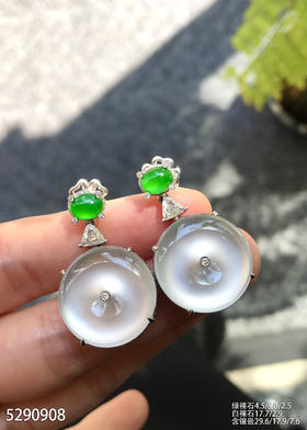 玻璃种平安扣耳坠【5290908】具体价格微信咨询